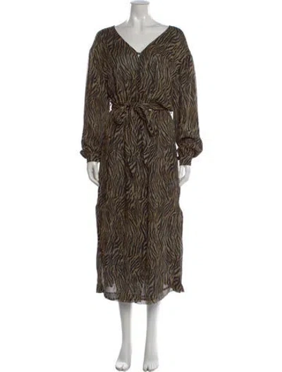 Pre-owned Nanushka Animal Print Long Dress In Brown
