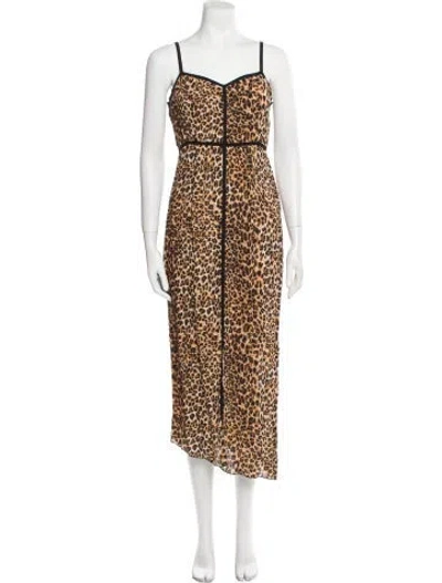 Pre-owned Nanushka Animal Print Long Dress In Neutral
