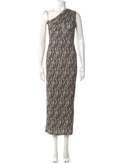 Pre-owned Nanushka Animal Print Long Dress In Neutral