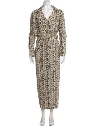 Pre-owned Nanushka Animal Print Long Dress In Neutral