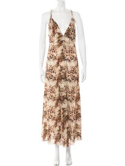 Pre-owned Nanushka Animal Print Long Dress In Neutral