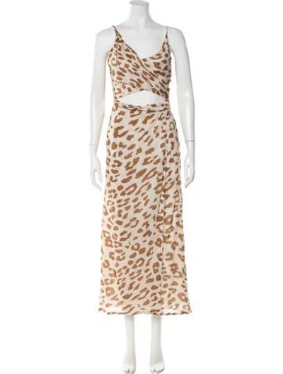 Pre-owned Nanushka Animal Print Long Dress In Neutral