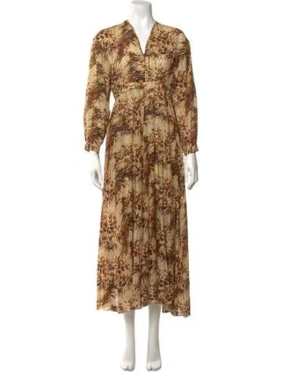 Pre-owned Nanushka Animal Print Long Dress In Neutrals
