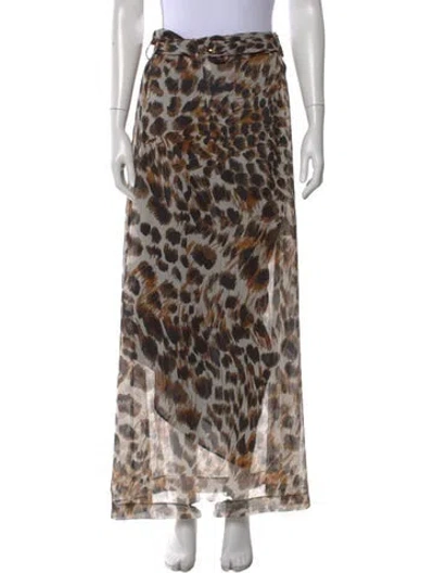 Pre-owned Nanushka Animal Print Long Skirt In Multi