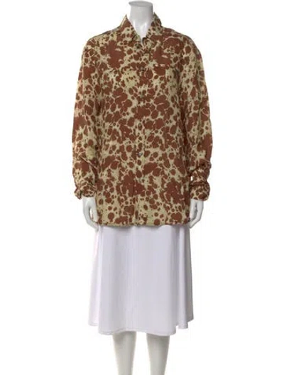 Pre-owned Nanushka Animal Print Long Sleeve Button-up Top In Multi