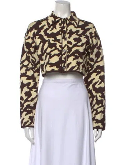 Pre-owned Nanushka Animal Print Long Sleeve Crop Top In Multi