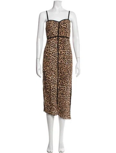 Pre-owned Nanushka Animal Print Midi Length Dress In Black