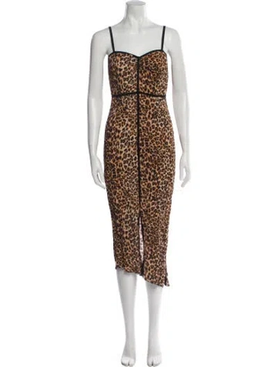 Pre-owned Nanushka Animal Print Midi Length Dress In Neutral
