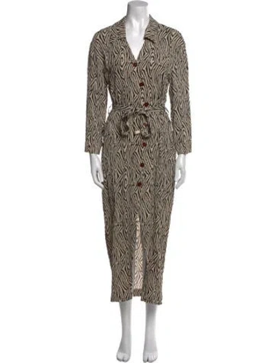 Pre-owned Nanushka Animal Print Midi Length Dress In Neutral