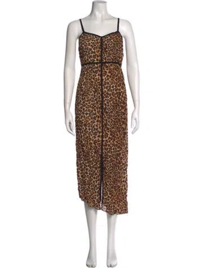Pre-owned Nanushka Animal Print Midi Length Dress In Neutral