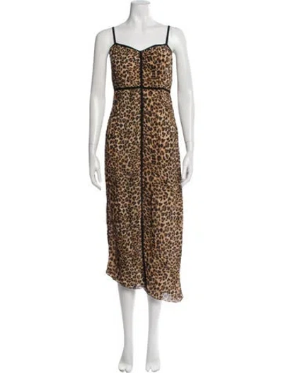 Pre-owned Nanushka Animal Print Midi Length Dress In Neutral