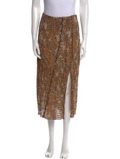 Pre-owned Nanushka Animal Print Midi Length Skirt In Brown
