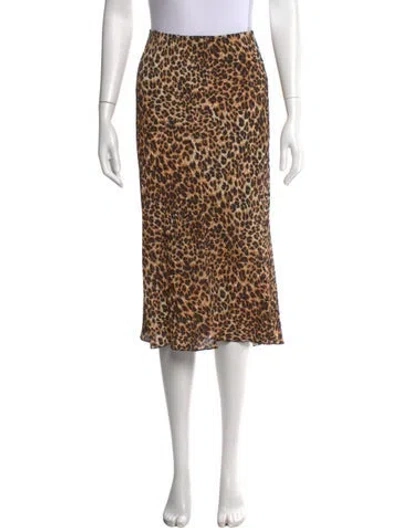 Pre-owned Nanushka Animal Print Midi Length Skirt In Brown