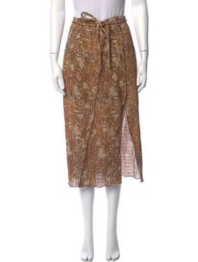 Pre-owned Nanushka Animal Print Midi Length Skirt In Green