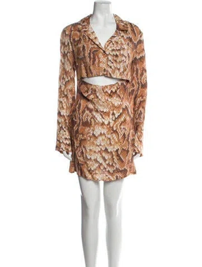 Pre-owned Nanushka Animal Print Mini Dress In Brown