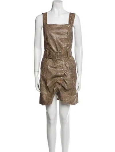 Pre-owned Nanushka Animal Print Mini Dress In Brown