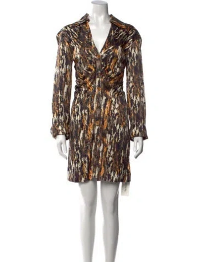 Pre-owned Nanushka Animal Print Mini Dress In Brown