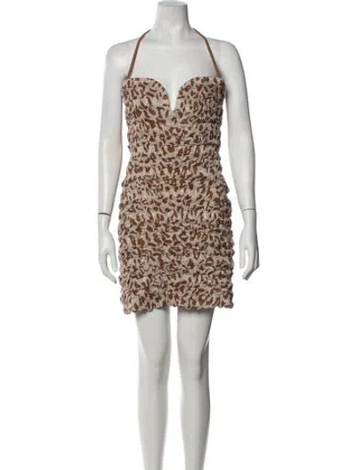 Pre-owned Nanushka Animal Print Mini Dress In Multicolor