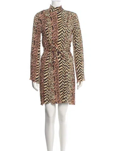 Pre-owned Nanushka Animal Print Mini Dress In Neutral