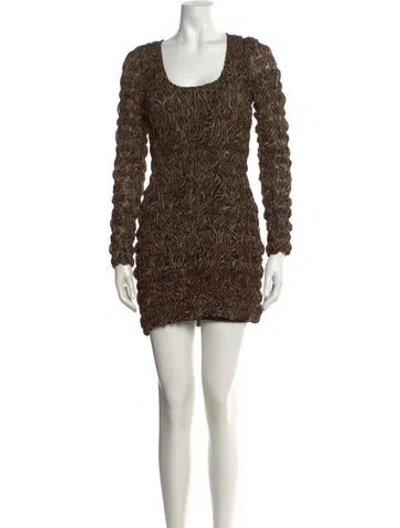 Pre-owned Nanushka Animal Print Mini Dress W/ Tags In Brown