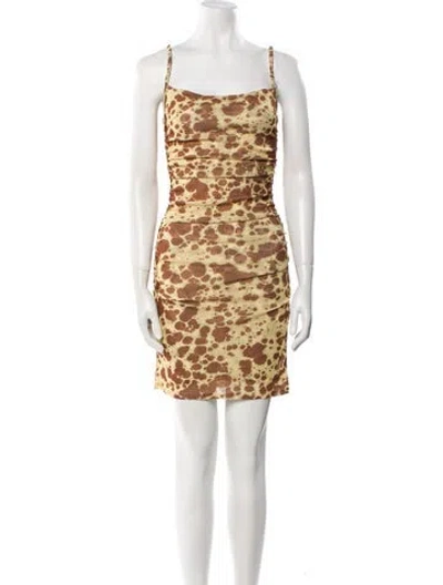 Pre-owned Nanushka Animal Print Mini Dress In White