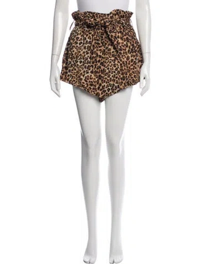 Pre-owned Nanushka Animal Print Mini Shorts In Brown