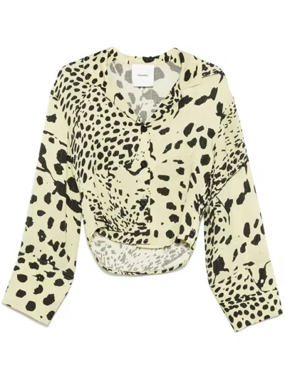 Nanushka Animal-print Shirt In Green