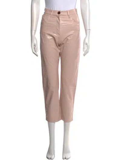 Pre-owned Nanushka Animal Print Straight Leg Pants W/ Tags In Pink