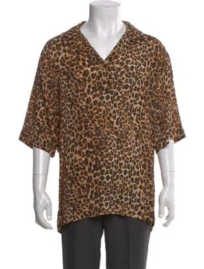 Pre-owned Nanushka Animal Print Three-quarter Sleeve Shirt In Brown
