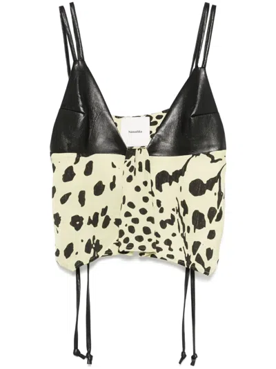 Nanushka Animal-print Top In Black