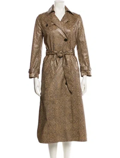 Pre-owned Nanushka Animal Print Trench Coat In Brown