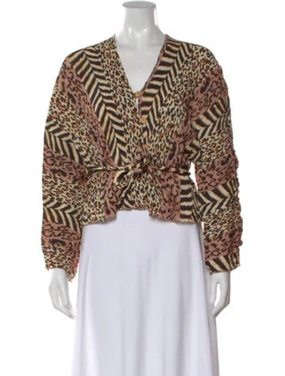 Pre-owned Nanushka Animal Print V-neck Top In Neutral