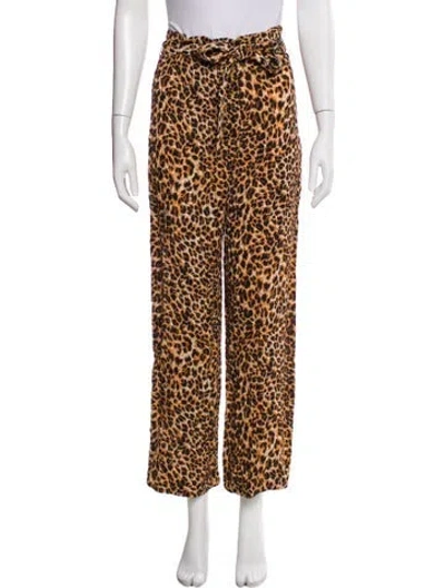 Pre-owned Nanushka Animal Print Wide Leg Pants In Brown