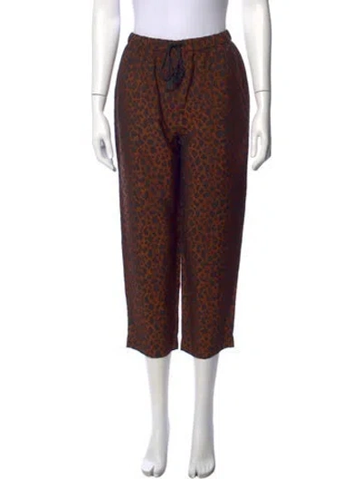 Pre-owned Nanushka Animal Print Wide Leg Pants In Brown