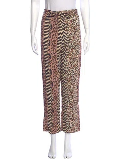 Pre-owned Nanushka Animal Print Wide Leg Pants In Neutral