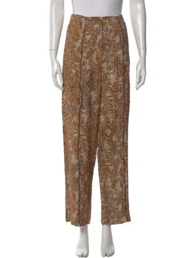 Pre-owned Nanushka Animal Print Wide Leg Pants In Neutral