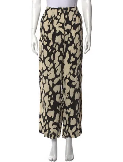 Pre-owned Nanushka Animal Print Wide Leg Pants In Neutrals