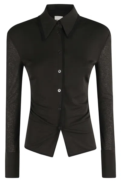 Nanushka Anthracite Black Idana Draped Shirt