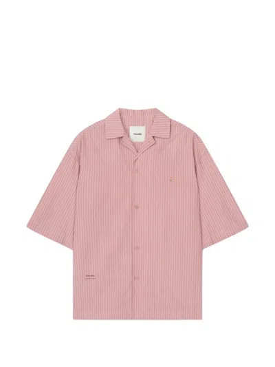 Nanushka Anwel Striped Buttoned Short-sleeve Shirt In Pink