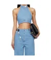 Nanushka Blue Arina Denim Top In Blue