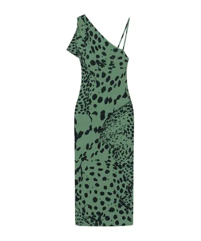 green emerald velvet dress Scylla - Mesh Jersey and Slip Satin Dress