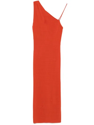 Nanushka Asymmetric Midi Dress In Orange