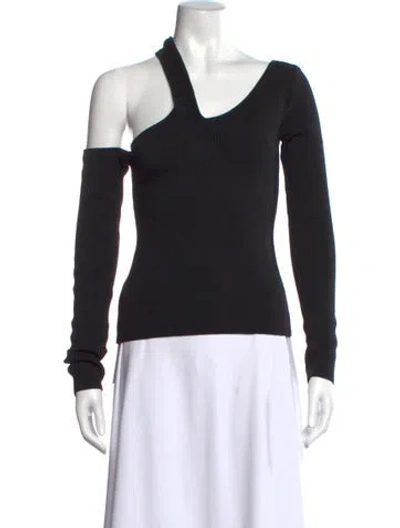 Pre-owned Nanushka Asymmetrical Long Sleeve Top In Black