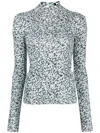 Nanushka Back Cut-out Patterned Top In Blue
