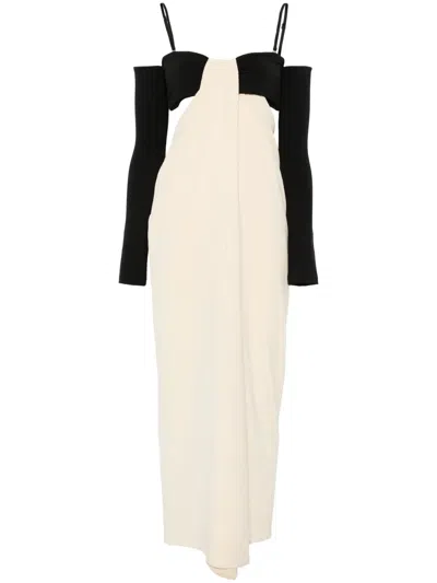 Nanushka Bandeau Draped Maxi Dresss In Neutrals