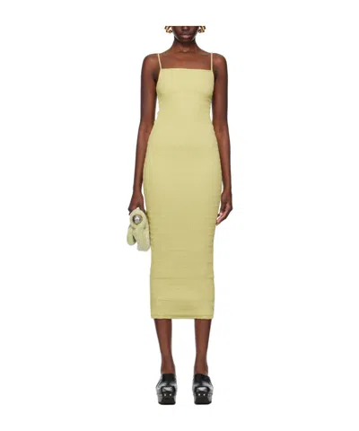 Nanushka Barra Smocked Midi Dress In Yellow
