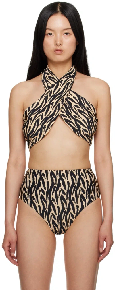Nanushka Saura Bikini Top In White,multi