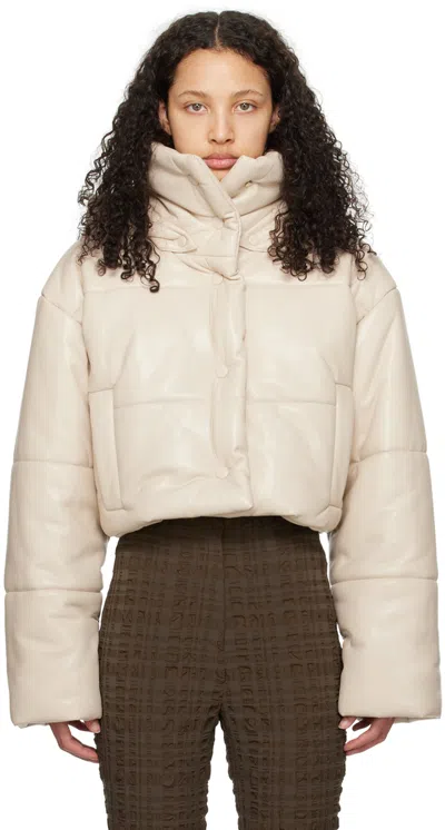 Nanushka Beige Aveline Vegan Leather Jacket In Creme