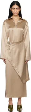 Nanushka Colter Draped Satin Maxi Dress In Bei Dune