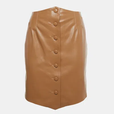 Nanushka Beige Faux Leather Mini Skirt In Brown